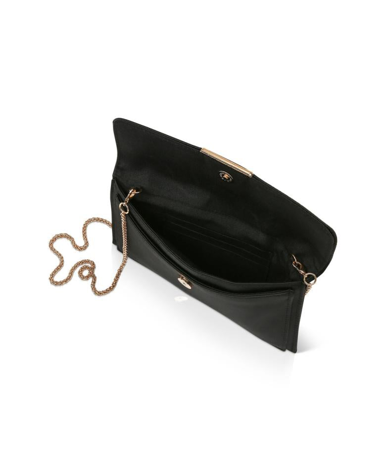 Badgley Mischka Sarah Envelope Clutch With Crystal Brooch Black | Women Evening Bags