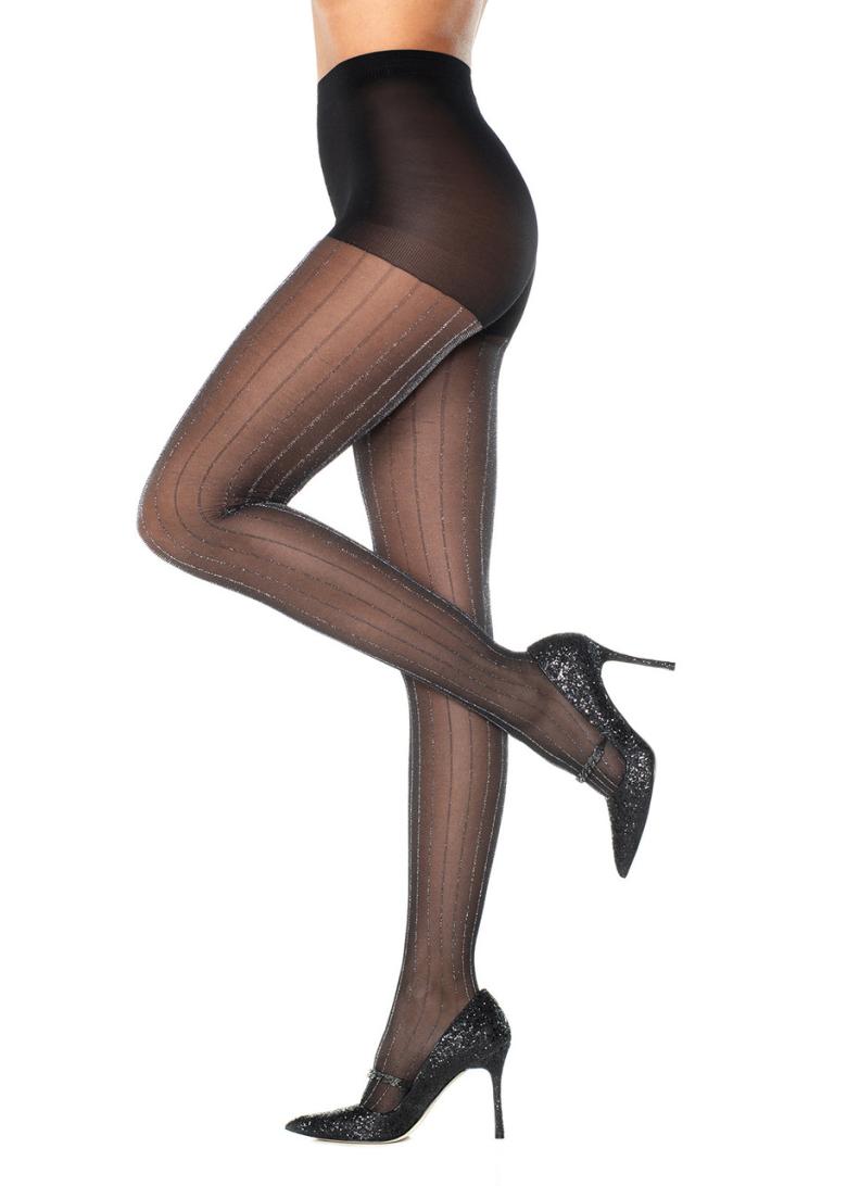 Badgley Mischka Sassy Lurex Stripe Tights With Control Top | Women Hosiery