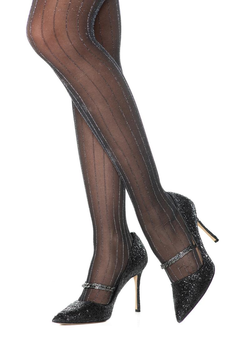 Badgley Mischka Sassy Lurex Stripe Tights With Control Top | Women Hosiery