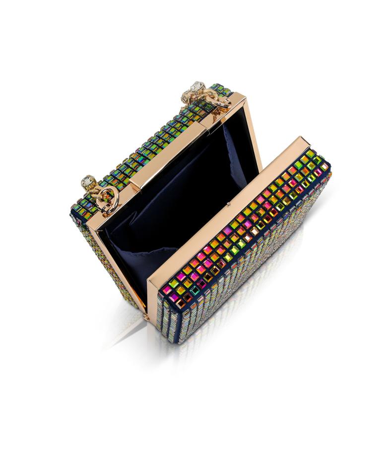 Badgley Mischka Serenity Crystal Box Clutch Navy Ab | Women Evening Bags