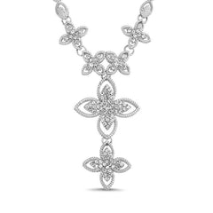 Badgley Mischka Silver Filagree Floral Y Necklace | Women Fashion Jewelry
