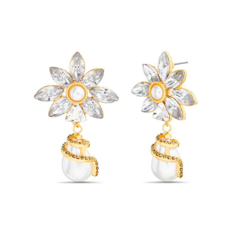 Badgley Mischka Snake Wrapped Pearl Drop Earring Blue | Women Fashion Jewelry