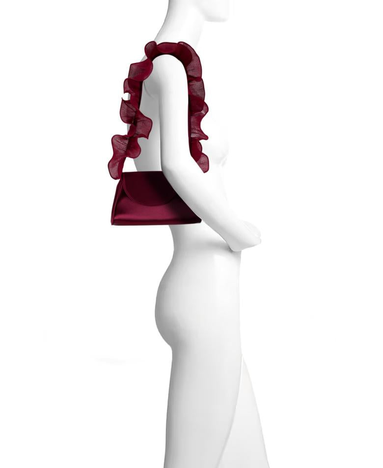 Badgley Mischka Sophia Ruffle Strap Shoulder Bag Black | Women Evening Bags