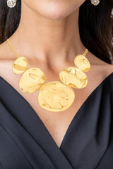 Badgley Mischka Statement Disc Molten Metal Necklace | Women Fashion Jewelry
