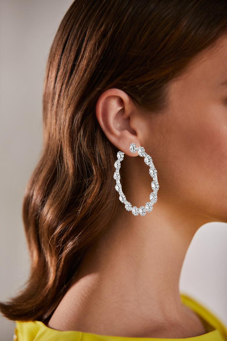 Badgley Mischka Statement Floral Stone Hoop Earrings | Women Fashion Jewelry