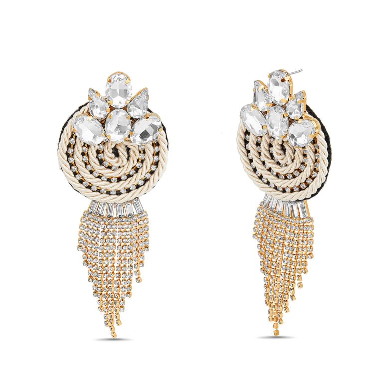 Badgley Mischka Stone Encrusted Braided Rope Earrings | Women Fashion Jewelry