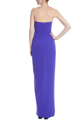 Badgley Mischka Strapless Column Gown With High Slit Purple | Women Gowns