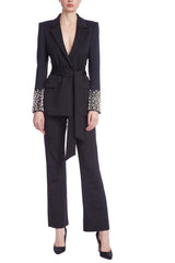 Badgley Mischka Stretch Scuba Boot Cut Pant Black | Women Cocktail