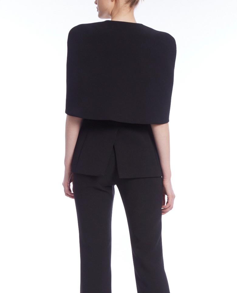 Badgley Mischka Structured Crepe Cape Jacket Black | Women Suits