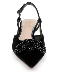 Badgley Mischka Tabitha Velvet Slingback Kitten Heels Black Velvet | Women Kitten Heel