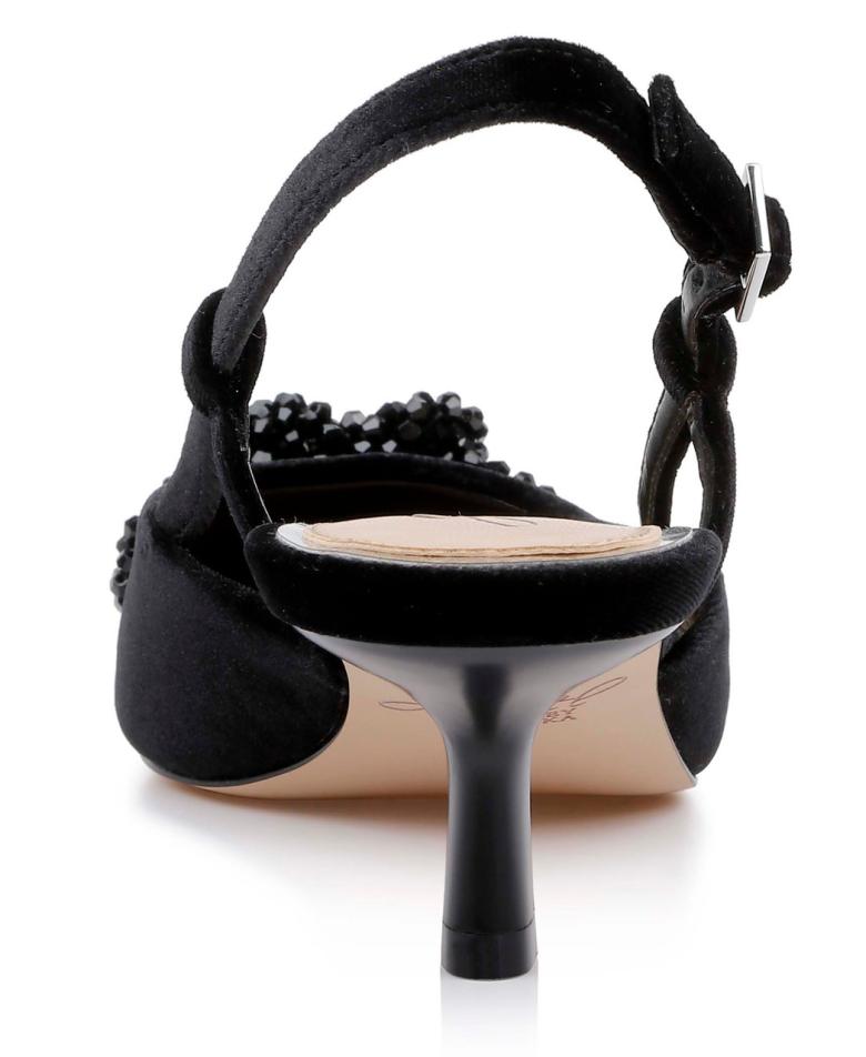 Badgley Mischka Tabitha Velvet Slingback Kitten Heels Black Velvet | Women Kitten Heel