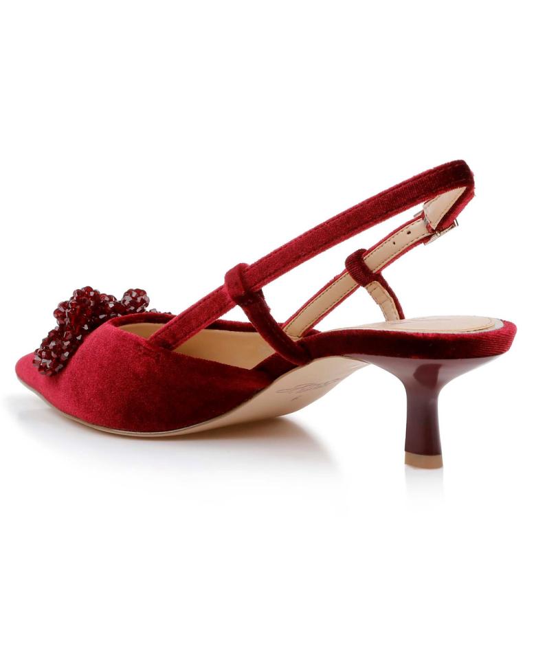 Badgley Mischka Tabitha Velvet Slingback Kitten Heels Black Velvet | Women Kitten Heel