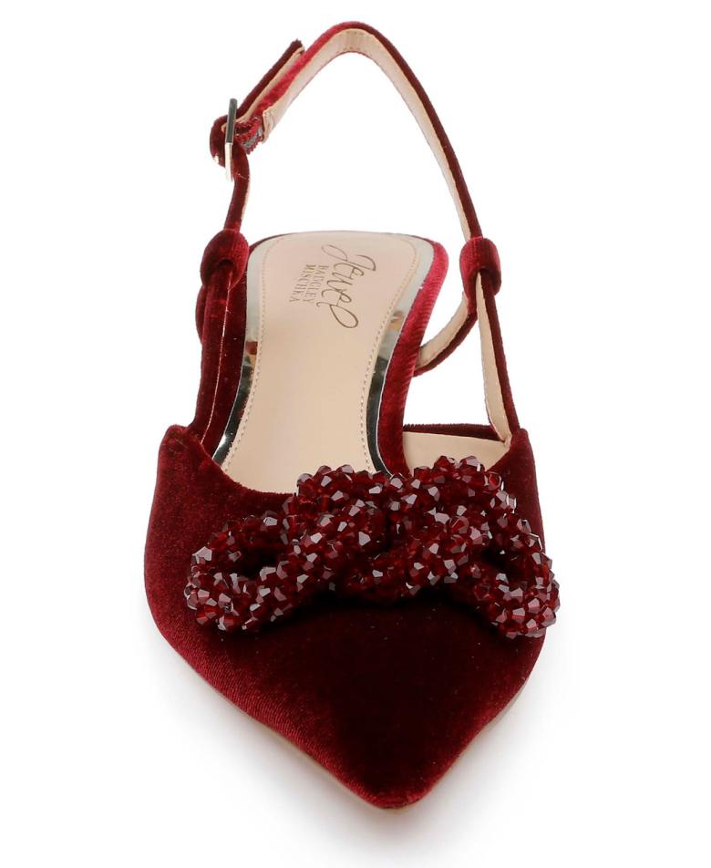 Badgley Mischka Tabitha Velvet Slingback Kitten Heels Black Velvet | Women Kitten Heel