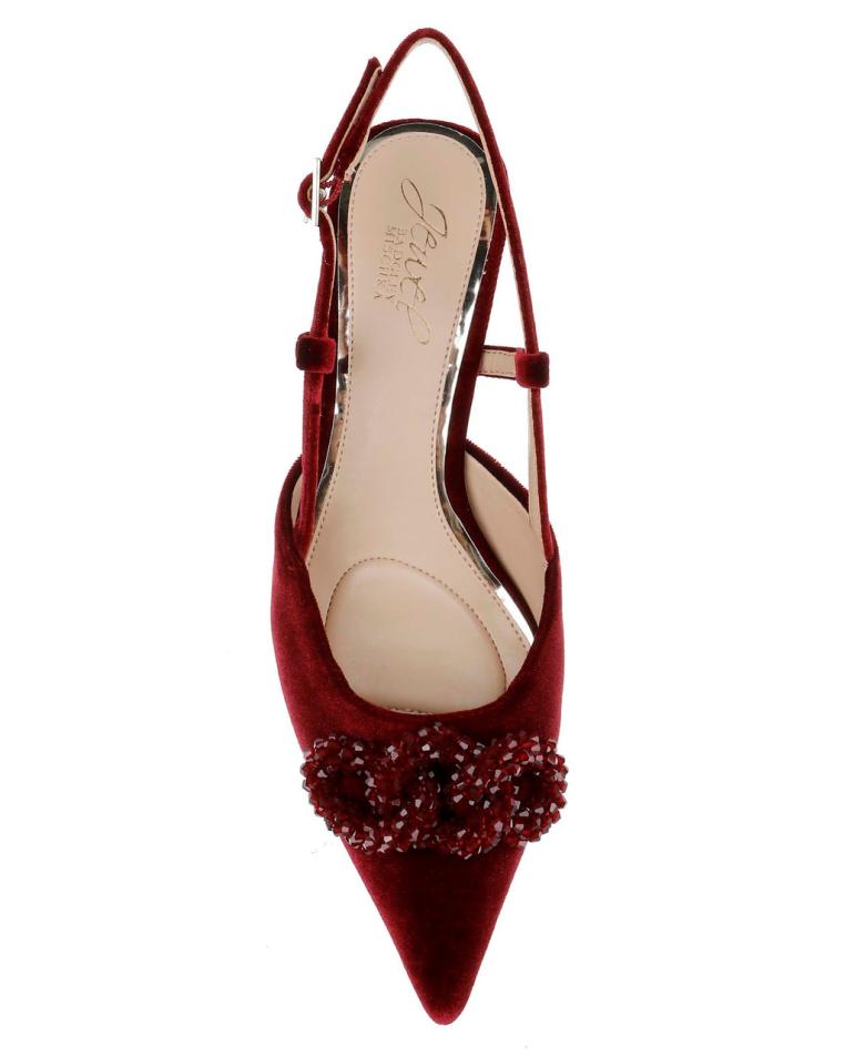 Badgley Mischka Tabitha Velvet Slingback Kitten Heels Black Velvet | Women Kitten Heel