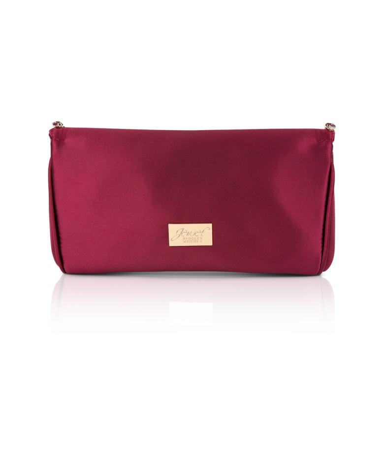 Badgley Mischka Talia Satin Double Flap Clutch With Crystal Trim Neon Pink | Women Evening Bags