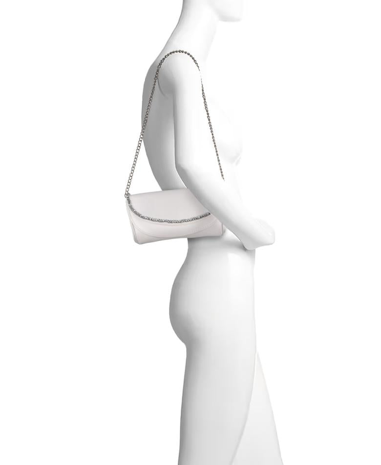 Badgley Mischka Talia Satin Double Flap Clutch With Crystal Trim Neon Pink | Women Evening Bags