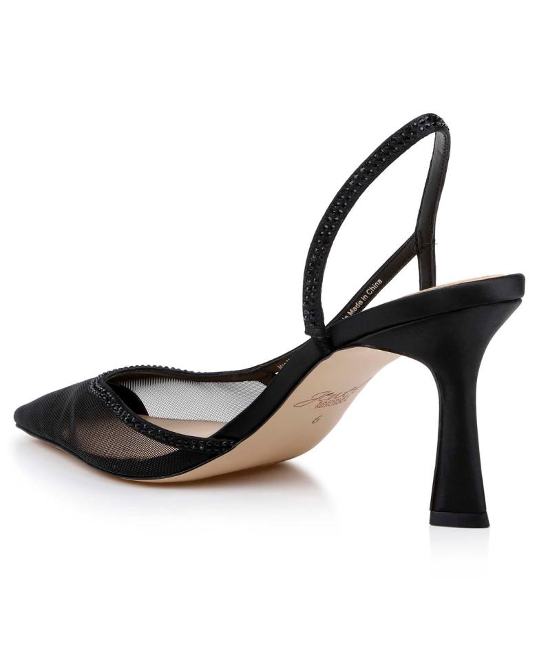 Badgley Mischka Tammy Mesh Pointed Toe Slingback Stiletto Heels Black Mesh | Women Stiletto