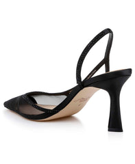Badgley Mischka Tammy Mesh Pointed Toe Slingback Stiletto Heels Black Mesh | Women Stiletto