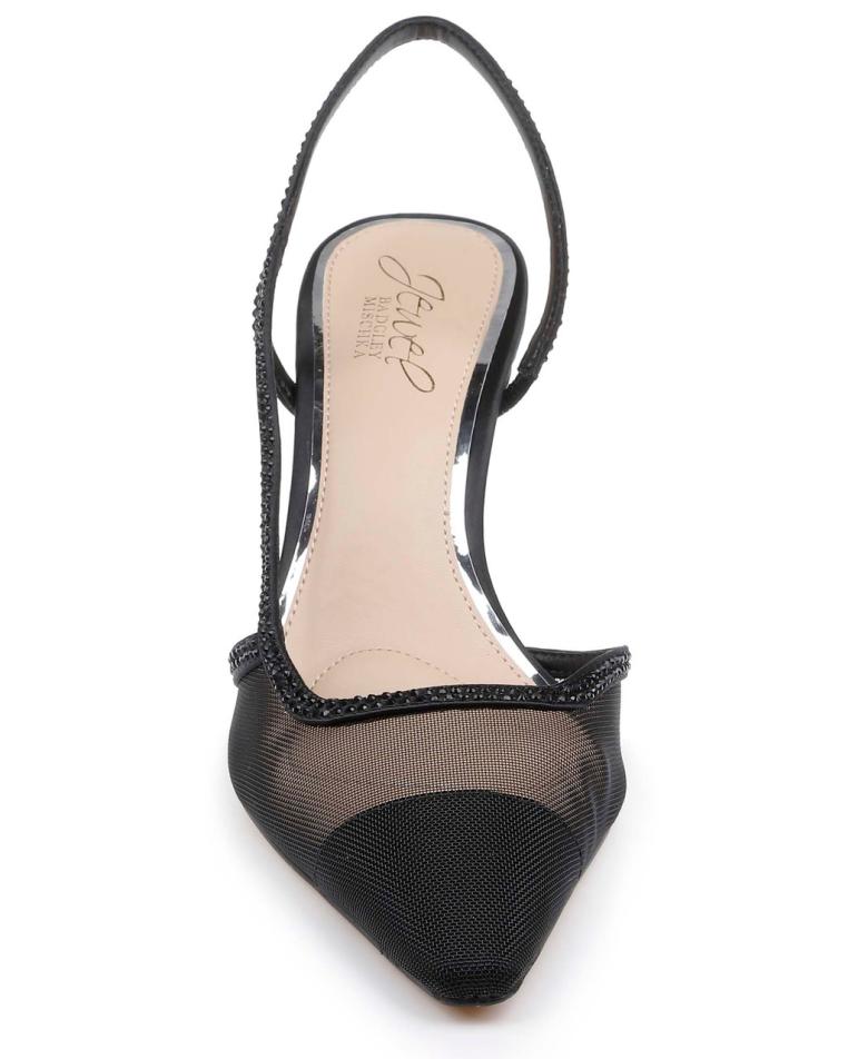 Badgley Mischka Tammy Mesh Pointed Toe Slingback Stiletto Heels Black Mesh | Women Stiletto