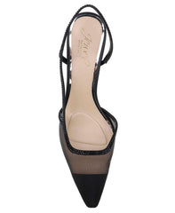 Badgley Mischka Tammy Mesh Pointed Toe Slingback Stiletto Heels Black Mesh | Women Stiletto