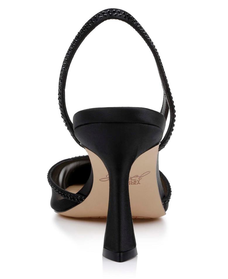 Badgley Mischka Tammy Mesh Pointed Toe Slingback Stiletto Heels Black Mesh | Women Stiletto