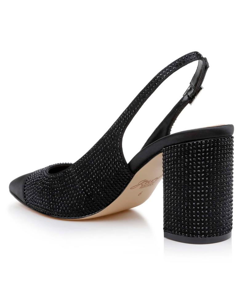 Badgley Mischka Tatum Slingback Block Heels With Capped Toe Black | Women Block Heels