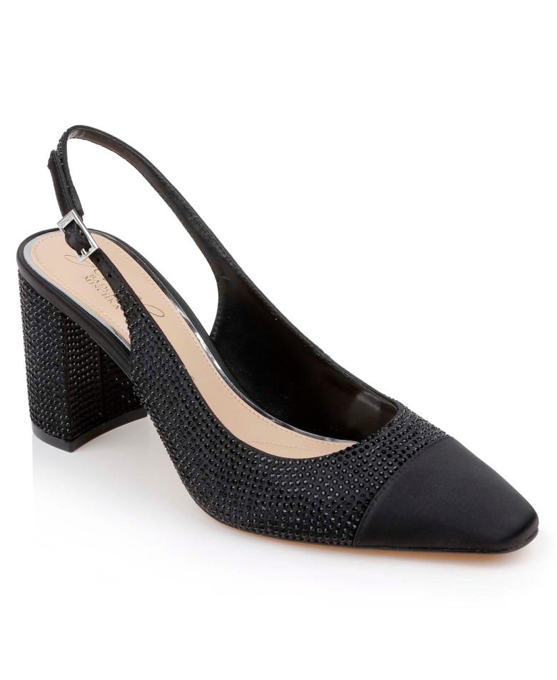 Badgley Mischka Tatum Slingback Block Heels With Capped Toe Black | Women Block Heels