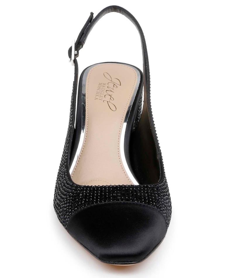 Badgley Mischka Tatum Slingback Block Heels With Capped Toe Black | Women Block Heels