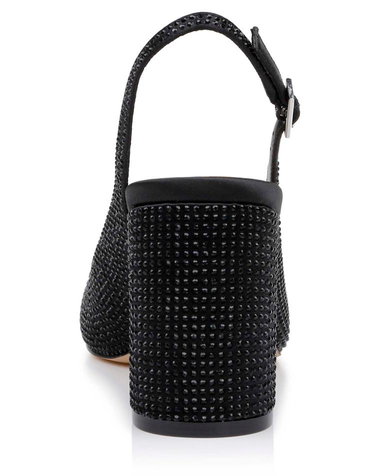 Badgley Mischka Tatum Slingback Block Heels With Capped Toe Black | Women Block Heels