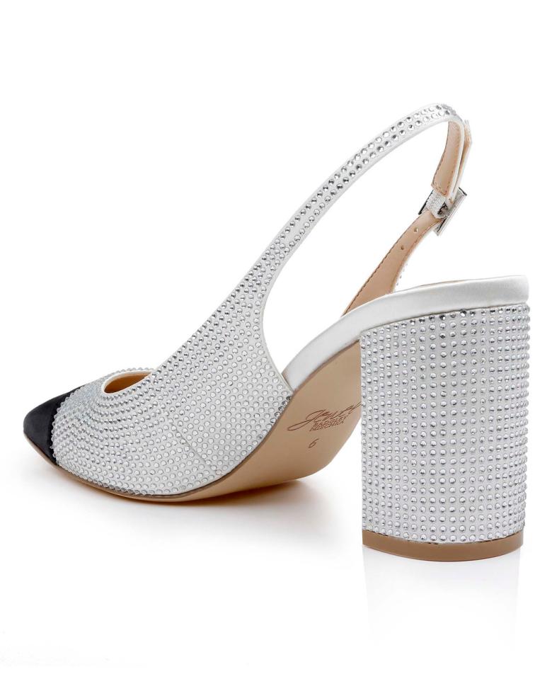 Badgley Mischka Tatum Slingback Block Heels With Capped Toe Black | Women Block Heels