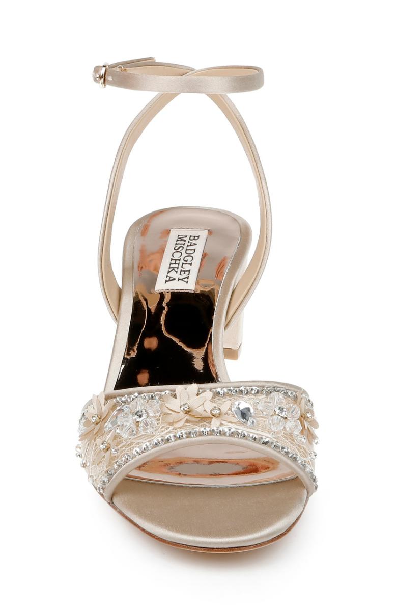 Badgley Mischka Taylin Low Glamour Sandal Pearl Nude | Women Block Heels