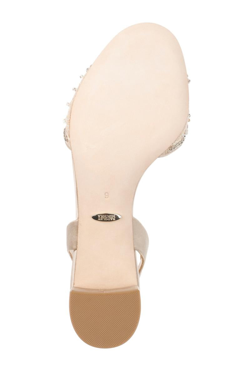 Badgley Mischka Taylin Low Glamour Sandal Pearl Nude | Women Block Heels