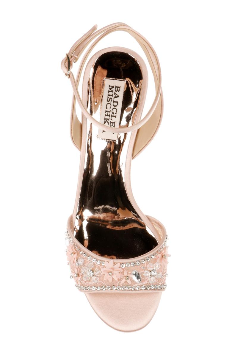 Badgley Mischka Taylin Low Glamour Sandal Pearl Nude | Women Block Heels