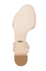 Badgley Mischka Taylin Low Glamour Sandal Pearl Nude | Women Block Heels