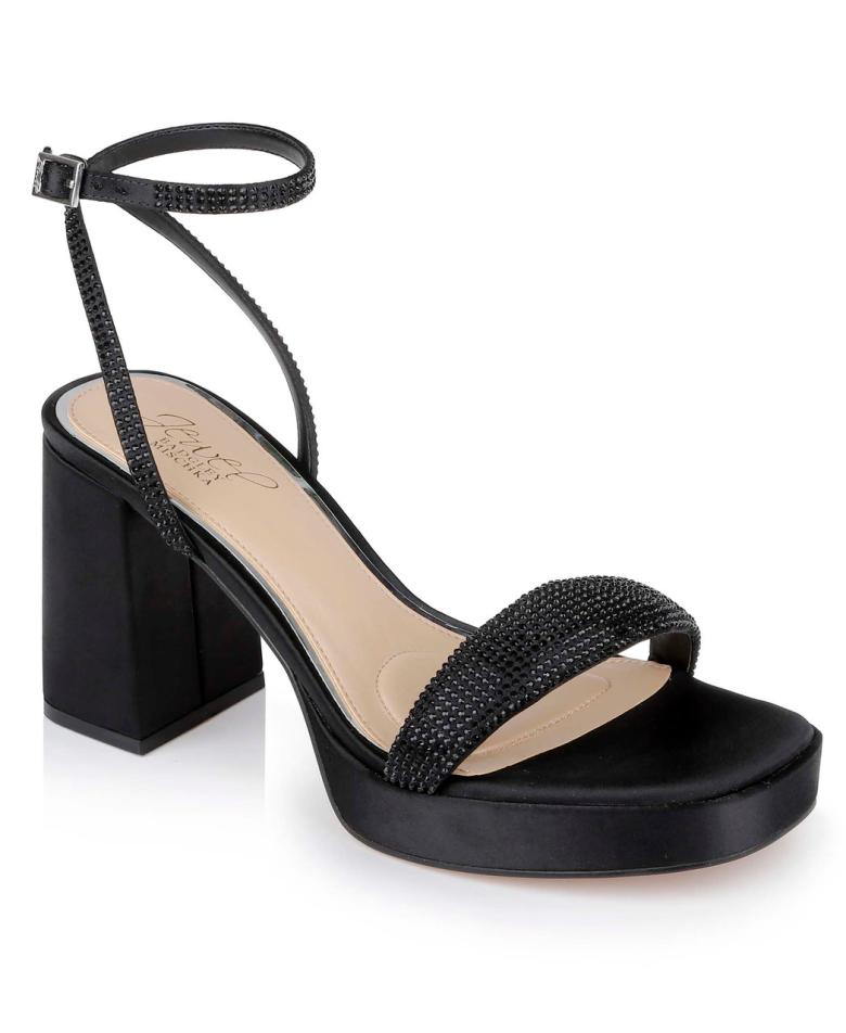Badgley Mischka Teddi Platform Block Heels Black | Women Platform