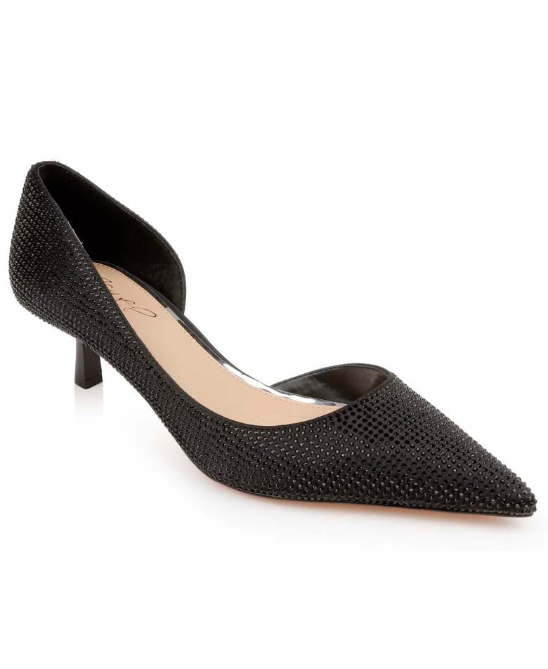 Badgley Mischka Teegan Pointed Toe Kitten Heel Pumps Black | Women Kitten Heel