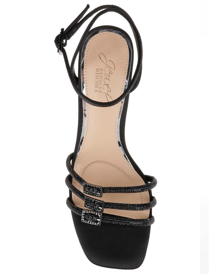 Badgley Mischka Tesslynn Open Toe Kitten Heels With Ankle Strap Black | Women Kitten Heel