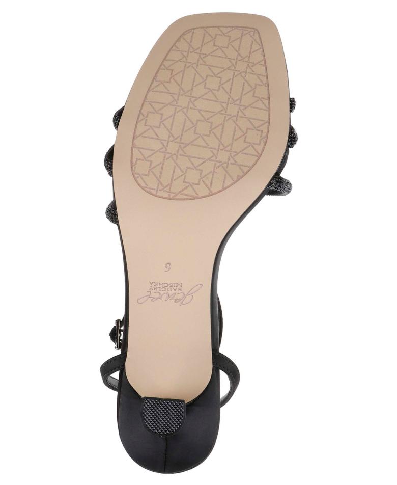 Badgley Mischka Tesslynn Open Toe Kitten Heels With Ankle Strap Black | Women Kitten Heel