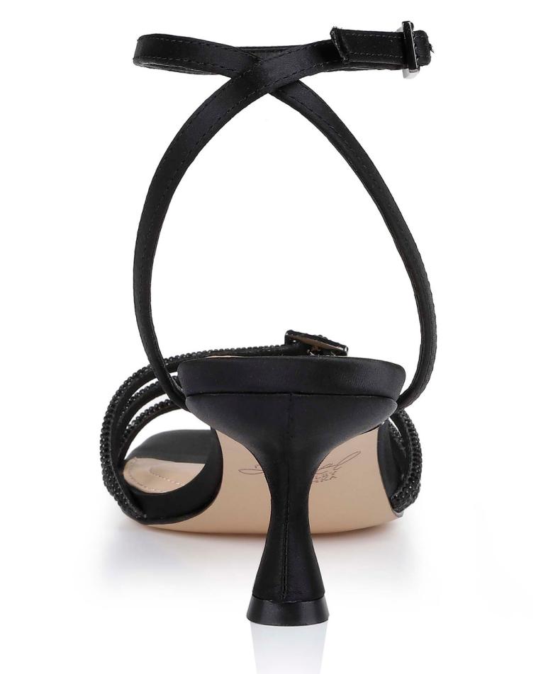 Badgley Mischka Tesslynn Open Toe Kitten Heels With Ankle Strap Black | Women Kitten Heel