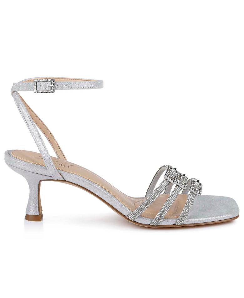 Badgley Mischka Tesslynn Open Toe Kitten Heels With Ankle Strap Black | Women Kitten Heel