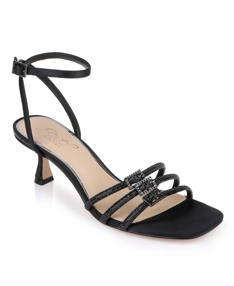 Badgley Mischka Tesslynn Open Toe Kitten Heels With Ankle Strap Black | Women Kitten Heel