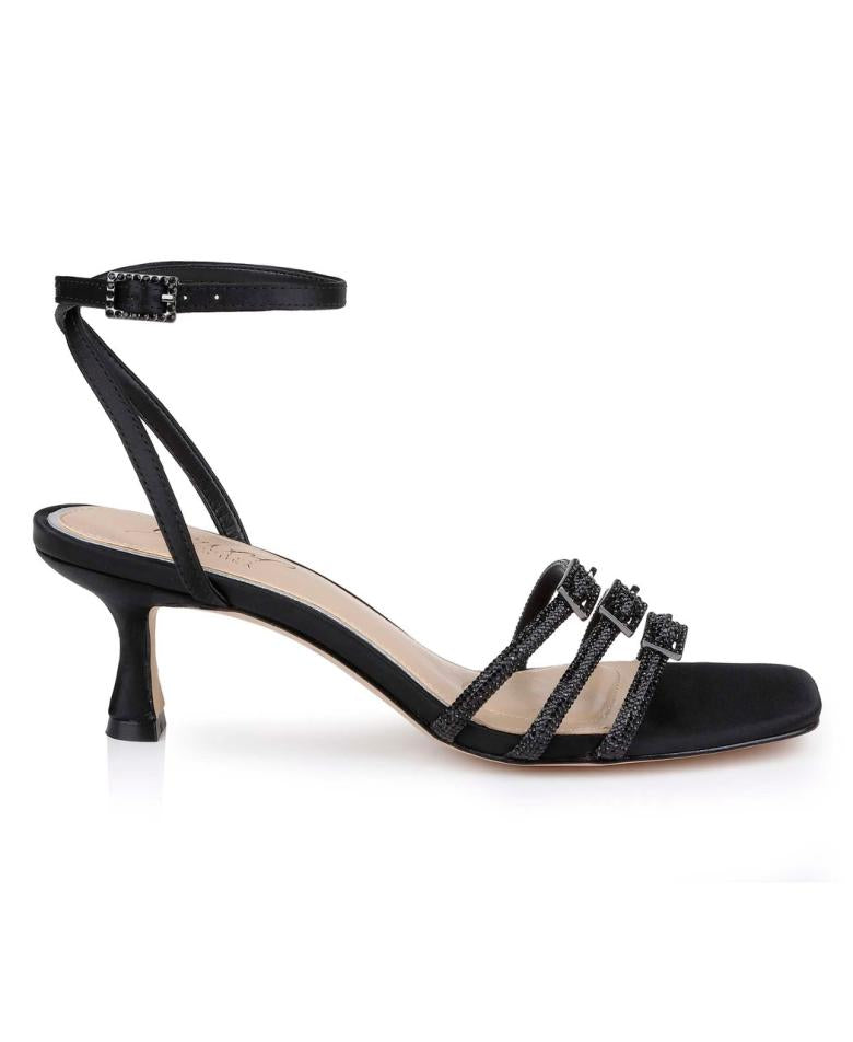 Badgley Mischka Tesslynn Open Toe Kitten Heels With Ankle Strap Black | Women Kitten Heel