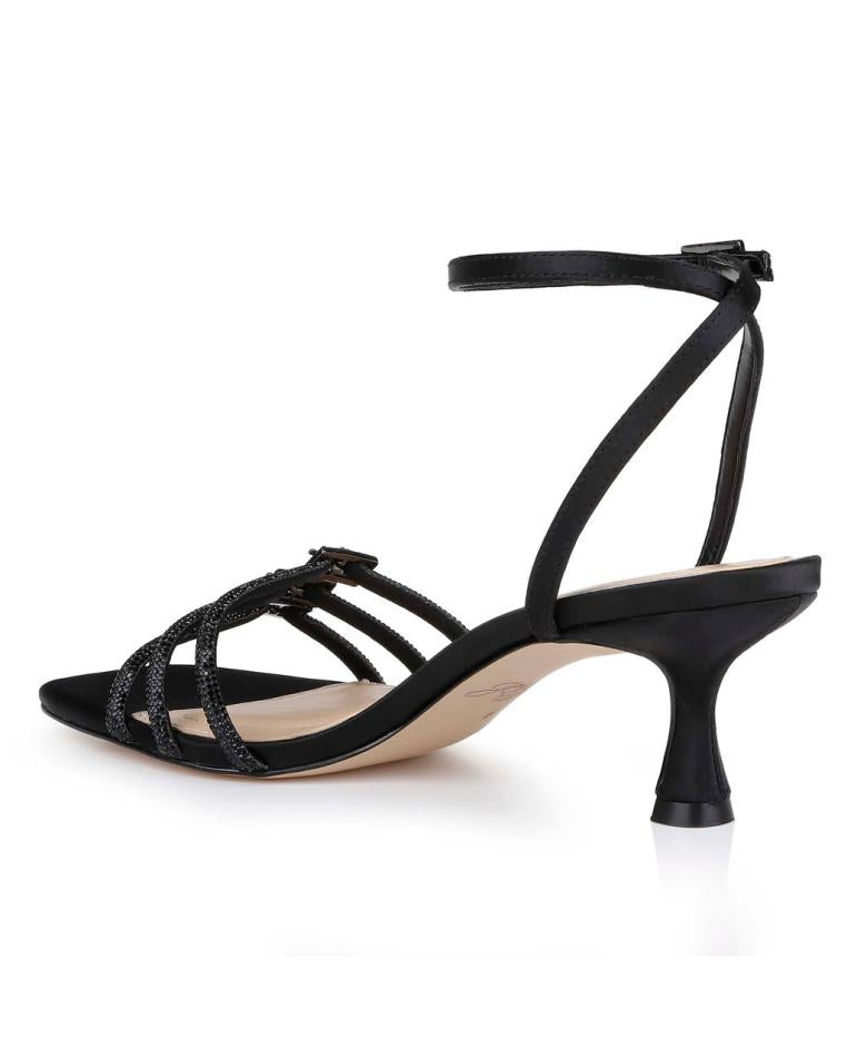 Badgley Mischka Tesslynn Open Toe Kitten Heels With Ankle Strap Black | Women Kitten Heel