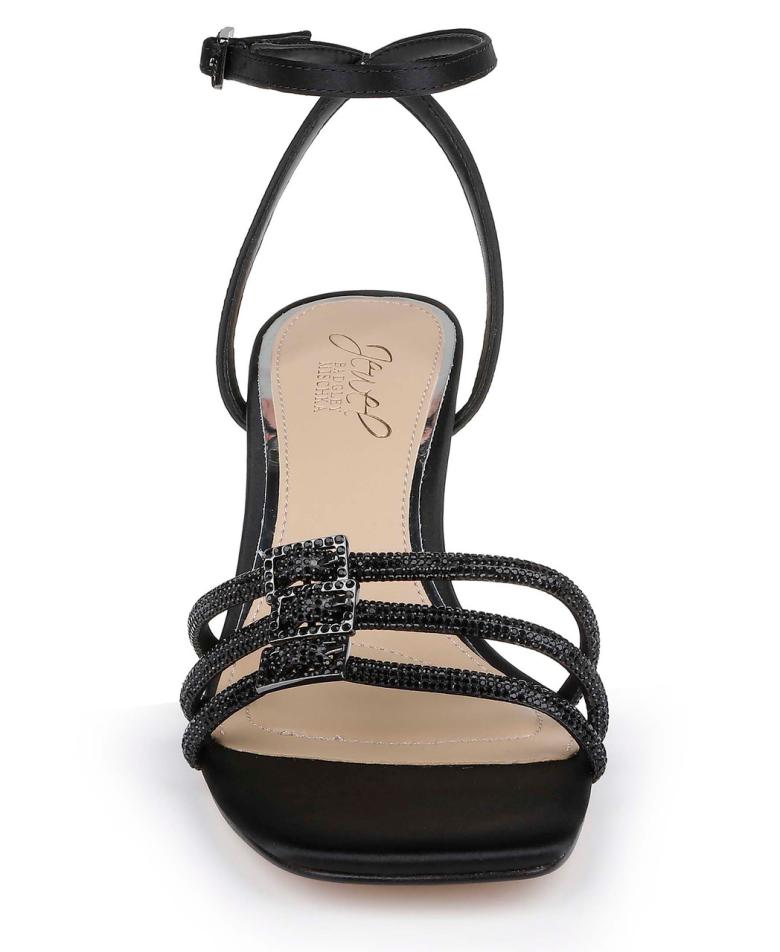 Badgley Mischka Tesslynn Open Toe Kitten Heels With Ankle Strap Black | Women Kitten Heel