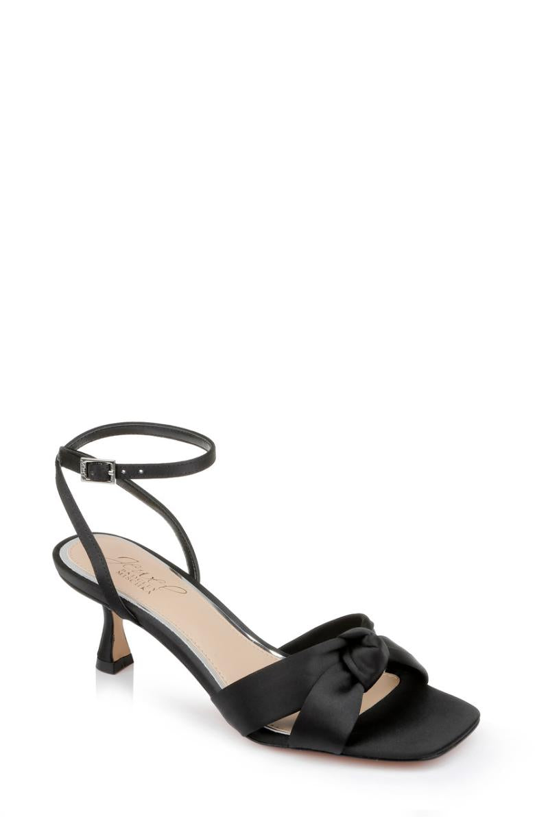 Badgley Mischka Valerie Open Toe Kitten Heels Black | Women Best Sellers
