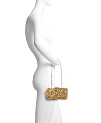 Badgley Mischka Whitley Gold Filigree Crystal Embellished Minaudiere Gold | Women Evening Bags