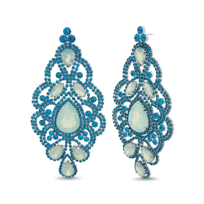 Badgley Mischka Wowza Long Blue Chandelier Earrings | Women Fashion Jewelry
