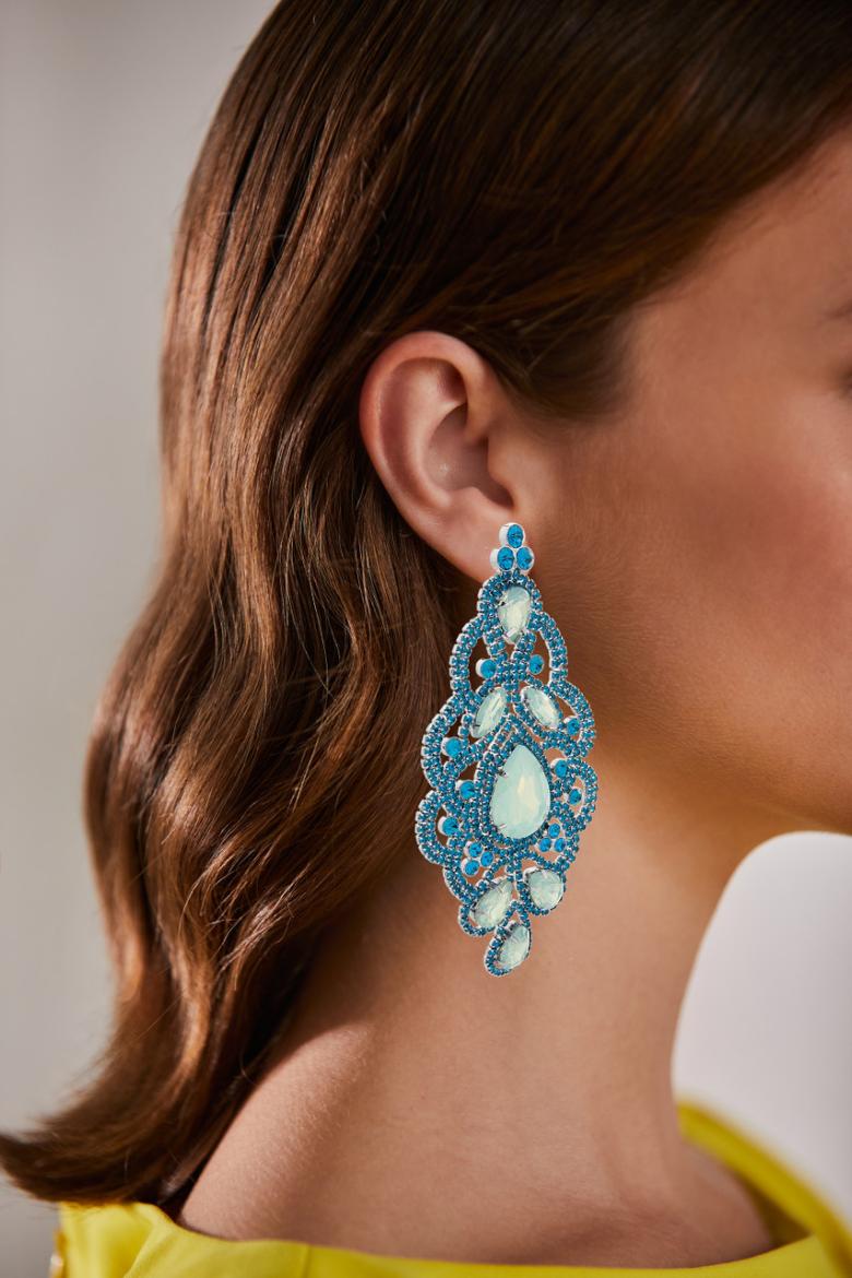 Badgley Mischka Wowza Long Blue Chandelier Earrings | Women Fashion Jewelry