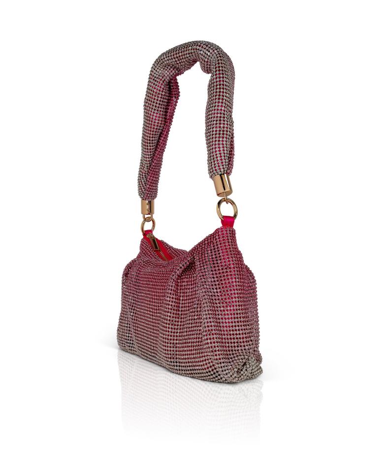 Badgley Mischka Yara Crystal Mesh Slouchy Shoulder Bag Silver | Women Evening Bags