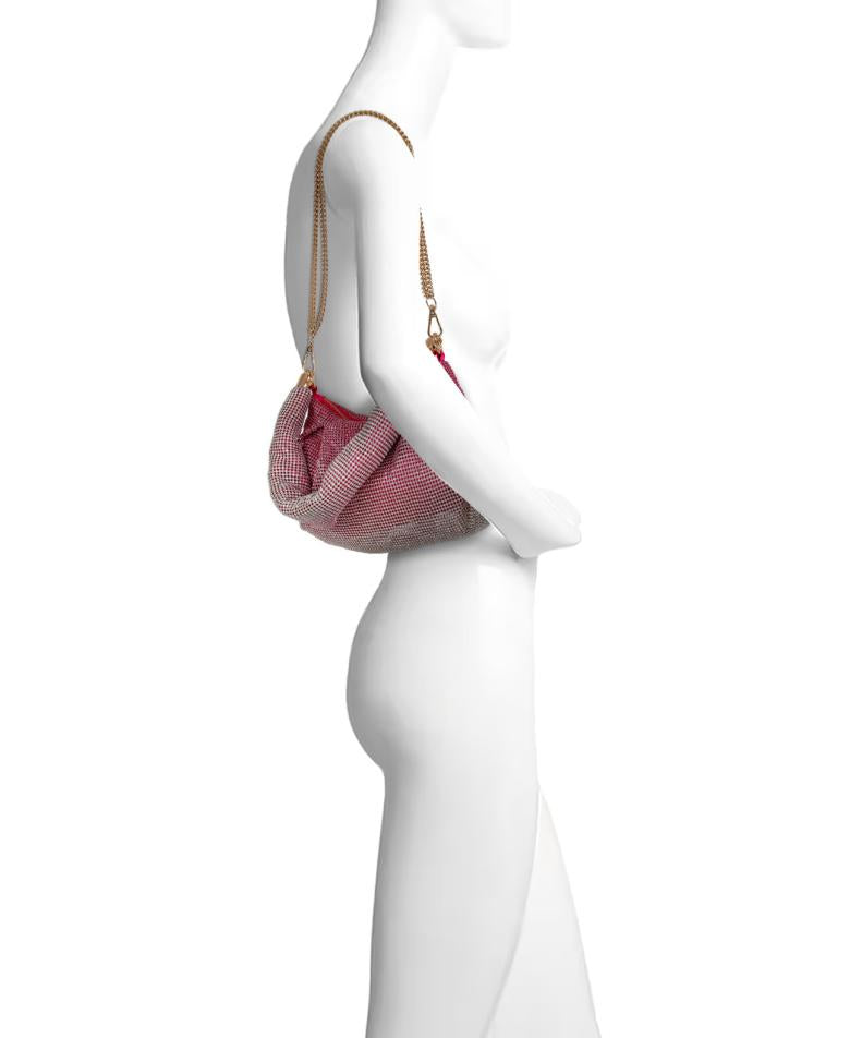 Badgley Mischka Yara Crystal Mesh Slouchy Shoulder Bag Silver | Women Evening Bags